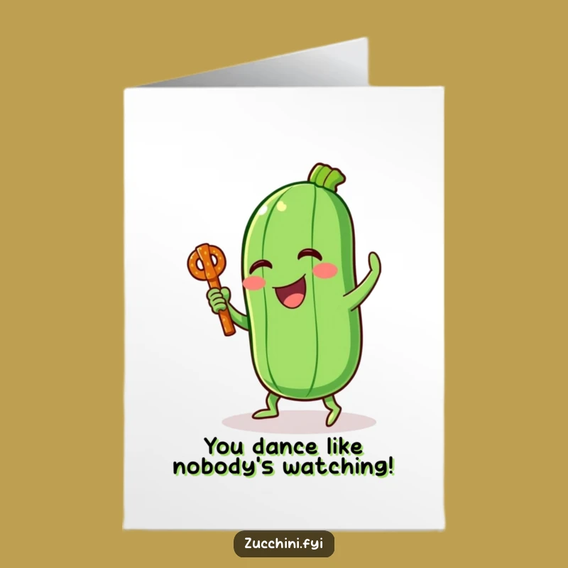 Free Printable Congrats Card: Zucchini's Silly Dance - Joyful Downloadable for Big Wins