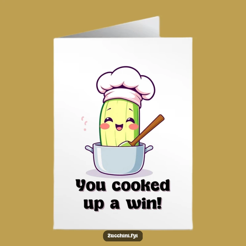 Free Printable Kawaii Zucchini Chef Congrats Card: Stirring Success for Your Achievement