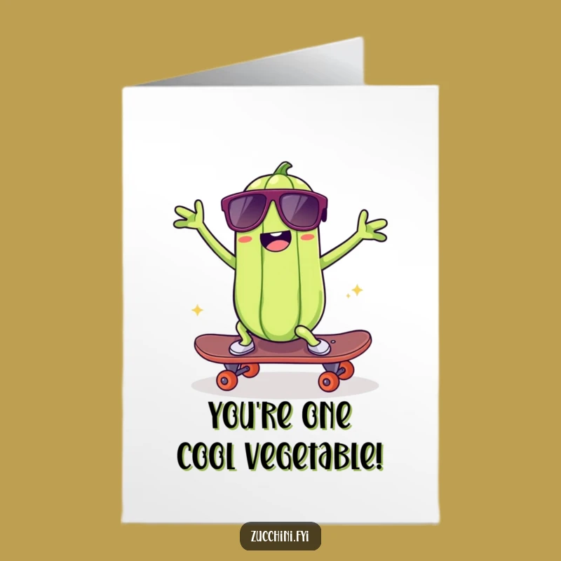 Free Printable Kawaii Zucchini Skater Congrats Card: Skateboarding Celebration for Your Achievement