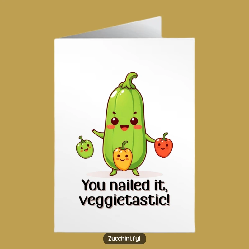 Free Printable Zucchini Congratulations Card: Funny Juggling Veggie Downloadable