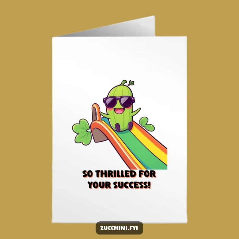 Free Printable Congrats Card: Zucchini Slides to Success, Hilarious Downloadable Gift