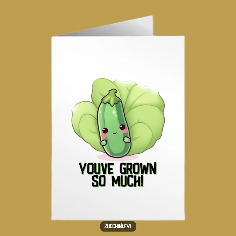 Free Printable Kawaii Zucchini Congrats Card: Shy Veggie Downloadable Greeting Gift