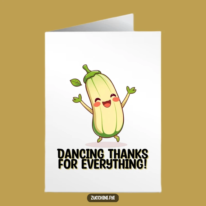 Free Printable Zucchini Thank You Card: Dancing Veggie Downloadable Gift