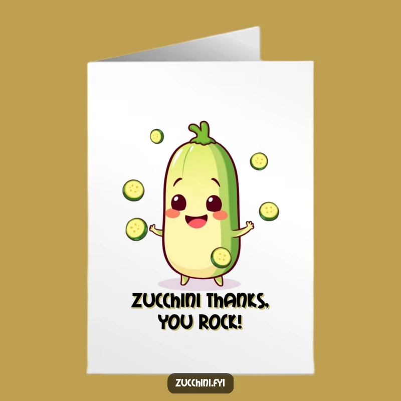 Free Printable Kawaii Zucchini Thank You Card: Grateful Veggie Fun Downloadable Gift