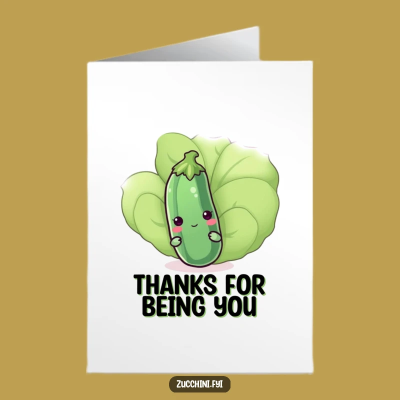 Free Printable Shy Zucchini Thank You Card: Cute Kawaii Veggie Downloadable Gift