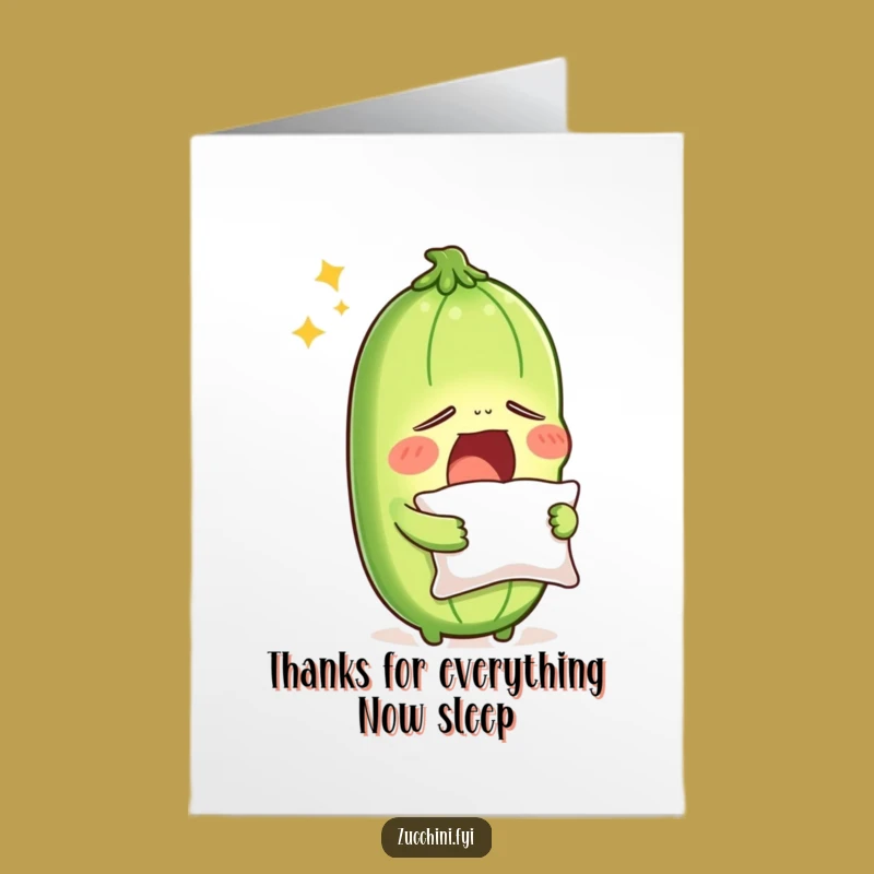 Free Printable Sleepy Zucchini Thank You Card: Funny Veggie Downloadable Gift