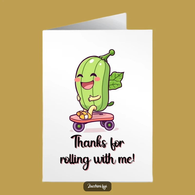 Free Printable Thank You Card: Leaf Skate Zucchini for a Humorous Downloadable Gift!