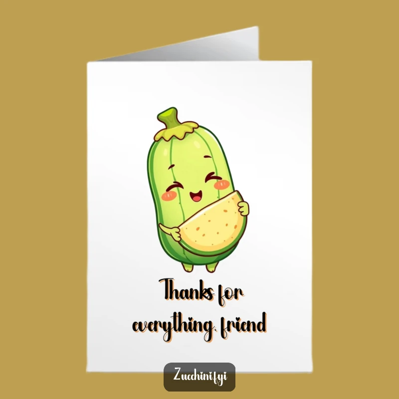 Free Printable Thank You Card: Winking Zucchini Slice, Quirky Gratitude