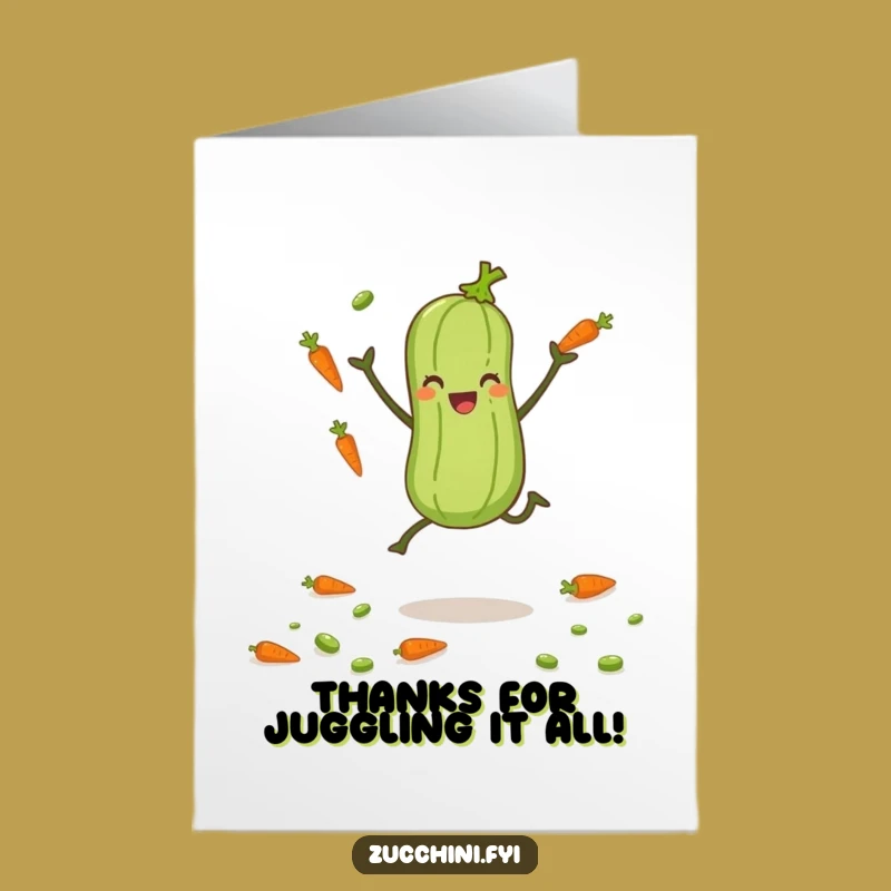 Free Printable Zucchini Juggler Thank You Card: Thanks a Bunch - Downloadable Gift!