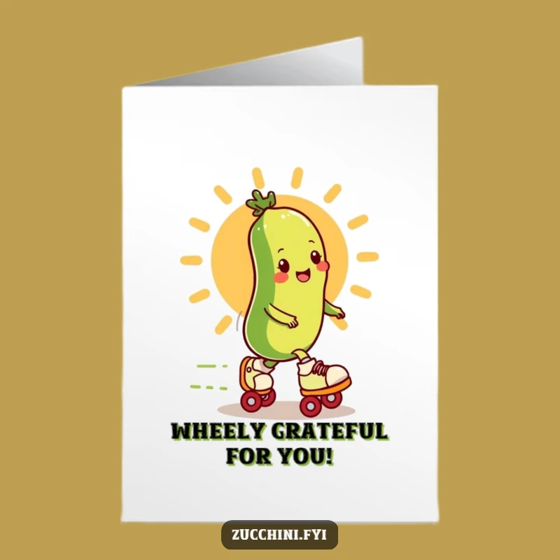 Free Printable Zucchini Skater Thank You Card: Funny Speedy Veggie Downloadable Gift