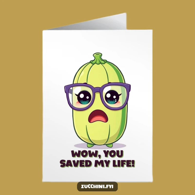 Free Printable Zucchini Thank You Card: Funny Glasses Downloadable Gift