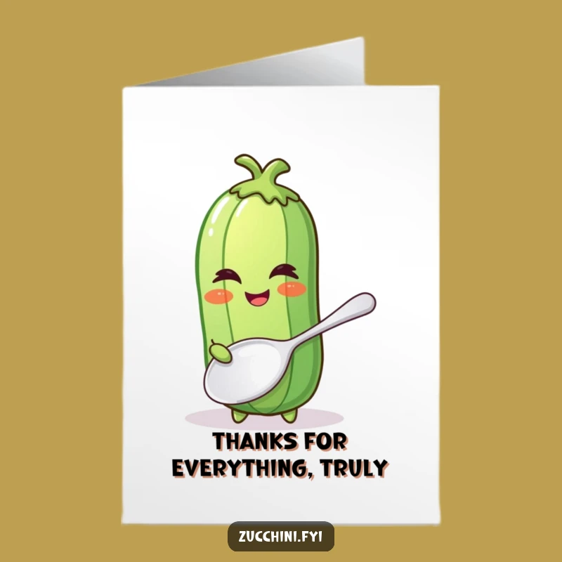 Free Printable Zucchini Thank You Card: Silly Humor Downloadable Appreciation