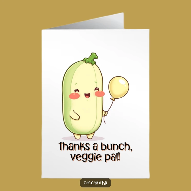 Free Printable Thank You Card: Grateful Zucchini, Cheerful Balloon, DIY Downloadable