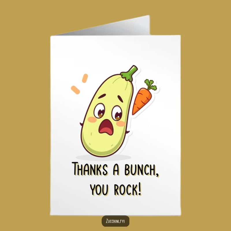 Free Printable Thank You Card: Zucchini Sees Flying Carrot Funny Downloadable