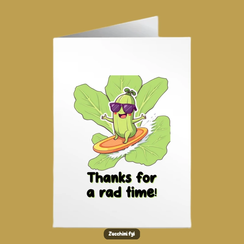 Free Printable Surfing Zucchini Thank You Card: Thanks for the Ride - Downloadable Gift!