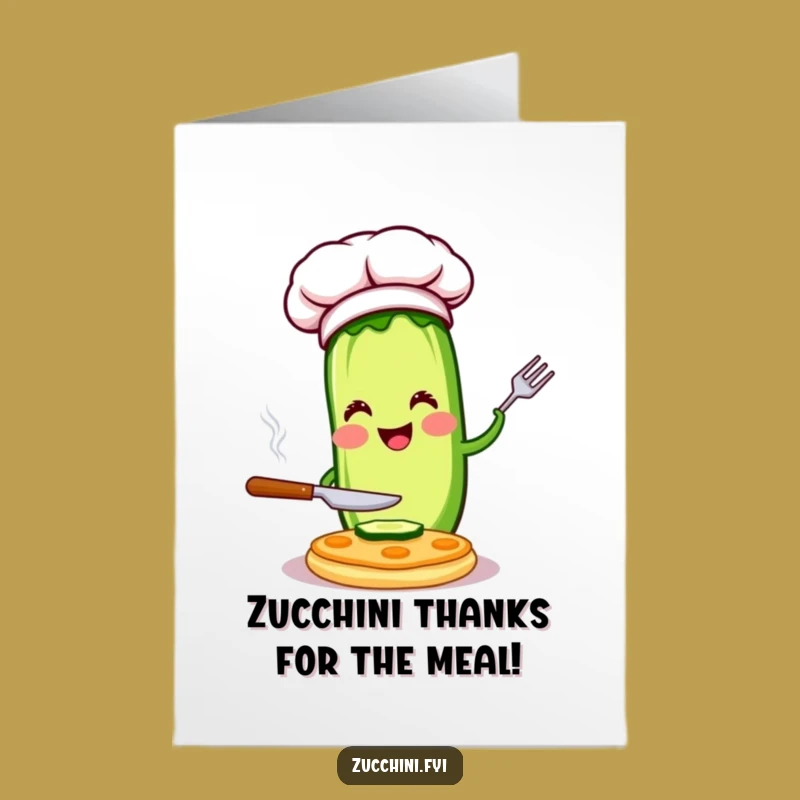 Free Printable Zucchini Chef Thank You Card: Grateful Cook Downloadable Gift