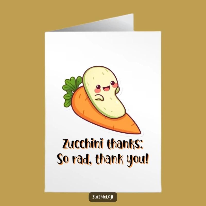 Free Printable Thank You Card: Zucchini Slide Gratitude, Veggie Thanks, Downloadable Gift