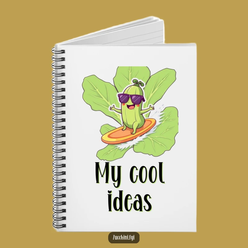 Funny Surfing Zucchini Notebook - Cool Veggie Beach Journal