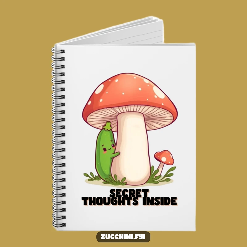 Funny Zucchini Notebook: Shy Veggie with Mushroom Friend, Journal Gift