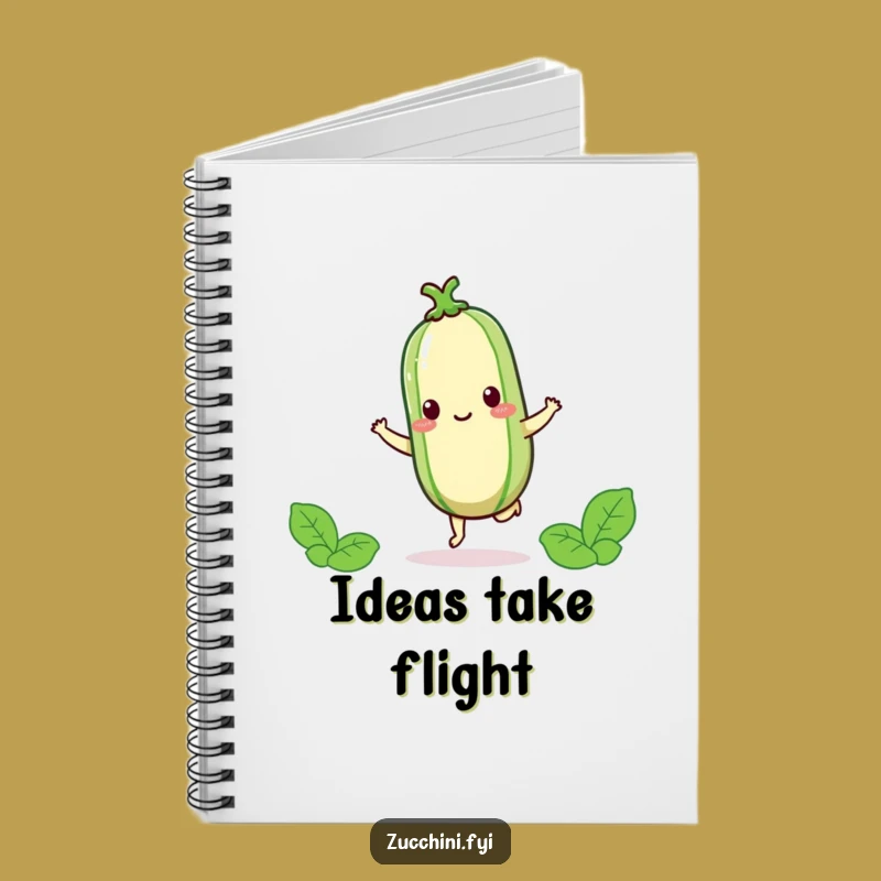 Funny Kawaii Zucchini Hop Notebook - Joyful Veggie Journal for Happy Thoughts and Ideas
