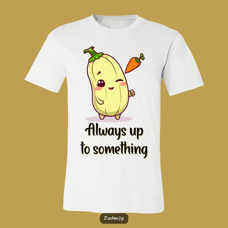 Funny Kawaii Zucchini Wink T-Shirt - Mischievous Veggie Tee for Cheeky Fun and Laughs