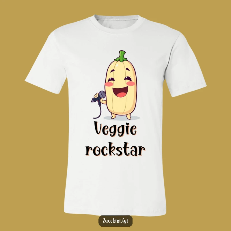 Funny Singing Zucchini T-Shirt: Rockstar Veggie Tee, Perfect Music & Humorous Gift