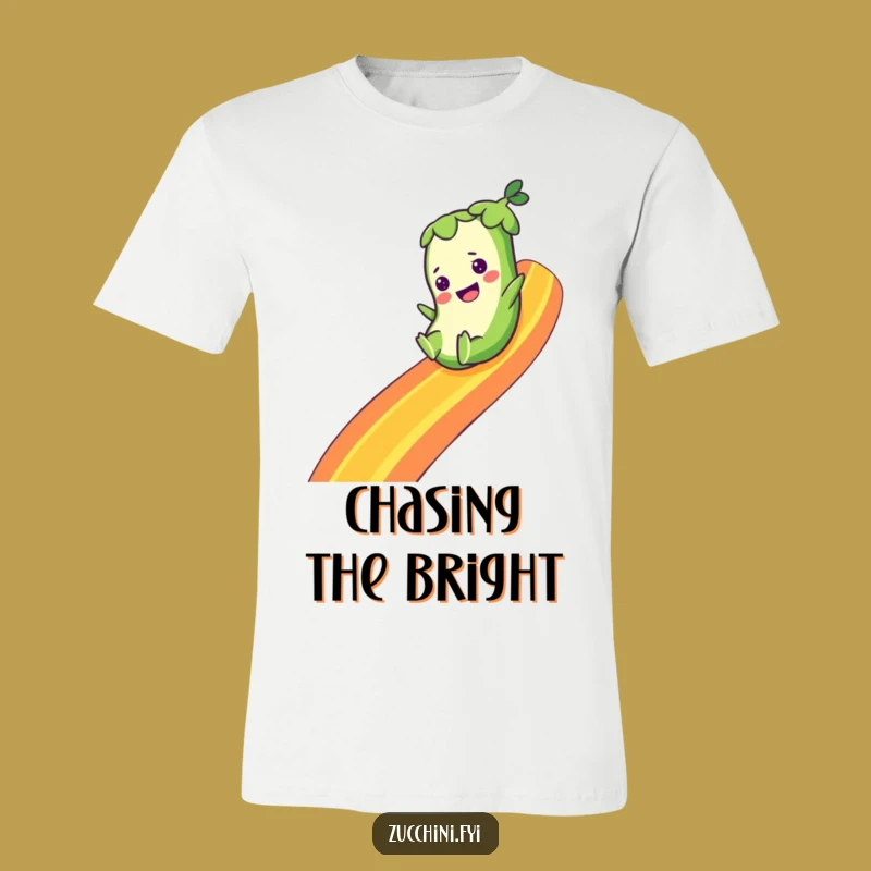 Funny Zucchini Rainbow Tee - Cheerful Vegetable Character T-Shirt for Smiles
