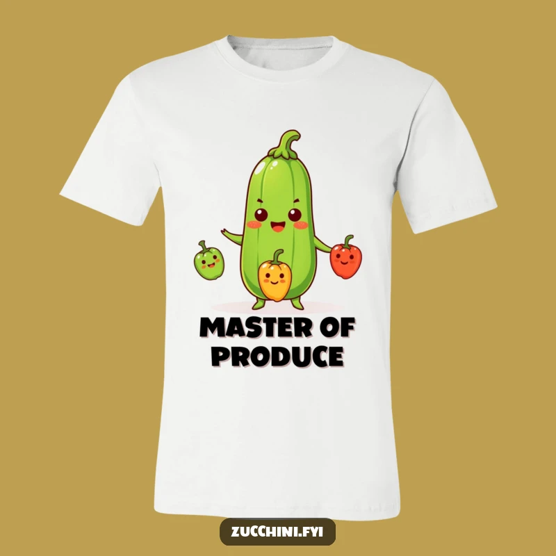 Funny Zucchini T-Shirt: Beaming Juggler Veggie Tee, Perfect Humorous Gift