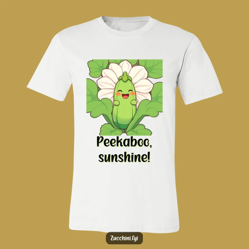 Funny Zucchini Laugh T-Shirt - Peekaboo Veggie Character, Comical Tee