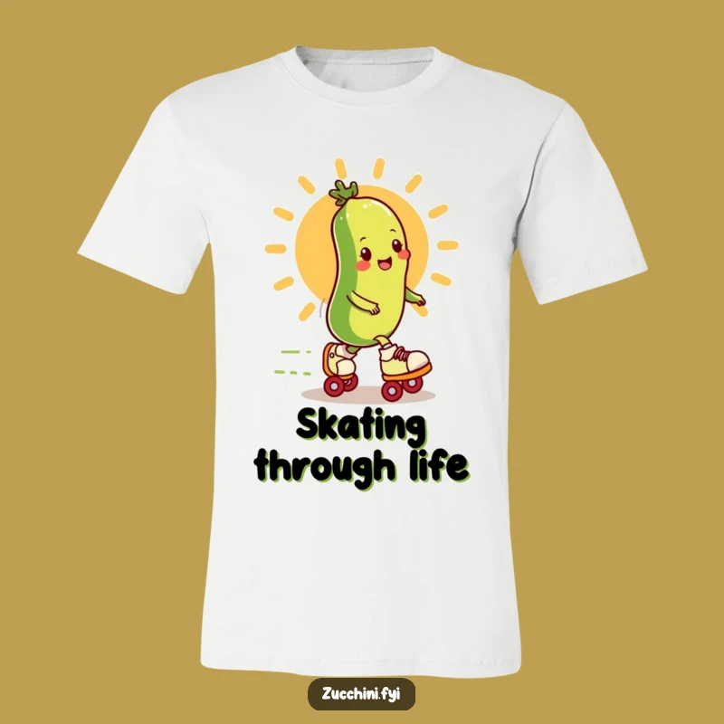 Funny Roller Skating Zucchini T-Shirt - Fast Veggie Speedster Tee Gift