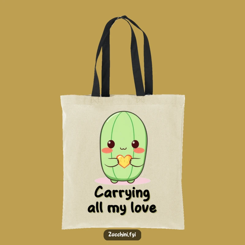 Funny Blushing Zucchini Tote Bag: Veggie Love Carrier - Adorable Gift