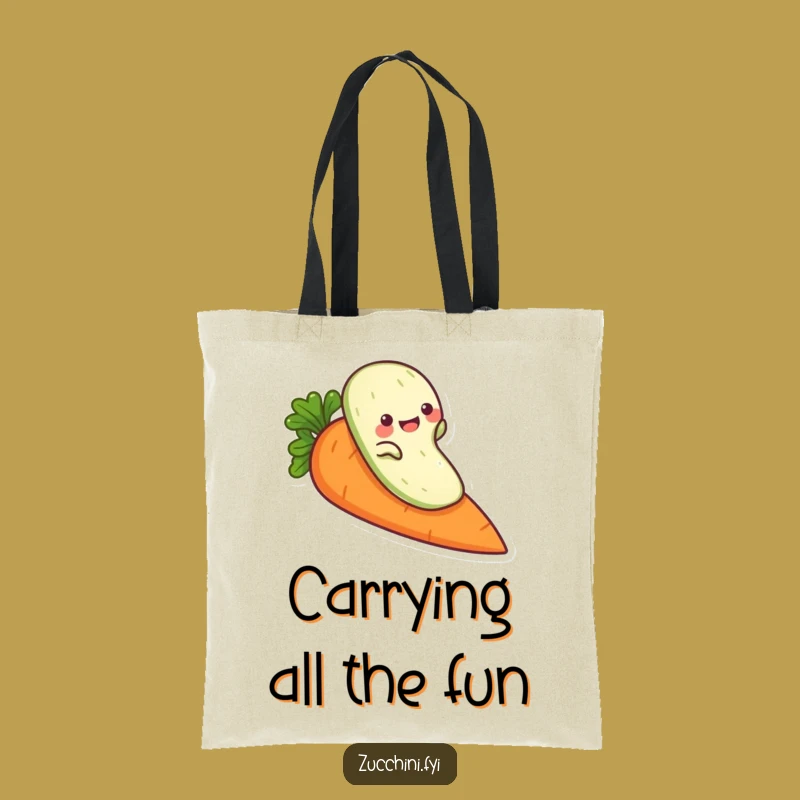 Funny Zucchini Carrot Slide Tote Bag: Playful Veggie Humor for Daily Errands