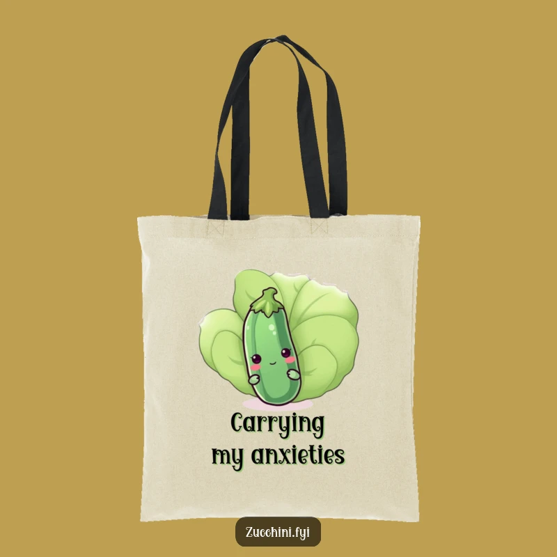 Funny Kawaii Zucchini Tote Bag - Chic Shy Veggie Carry-All Gift