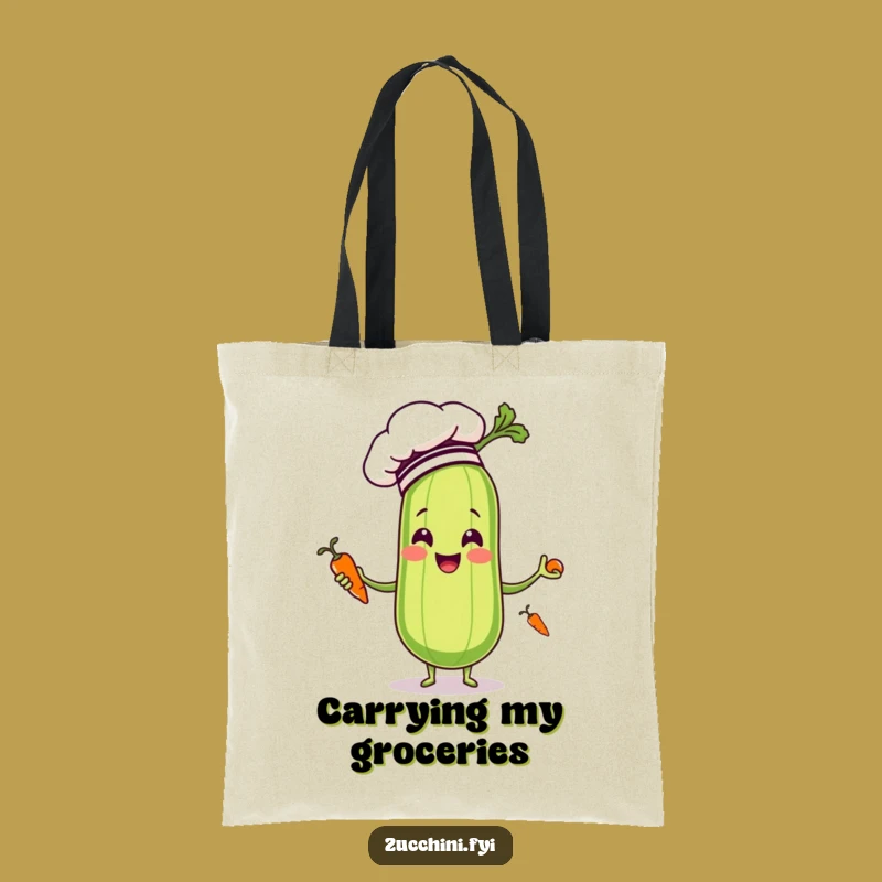 Funny Zucchini Chef Tote Bag - Stylish Vegetable Juggling Grocery Gift