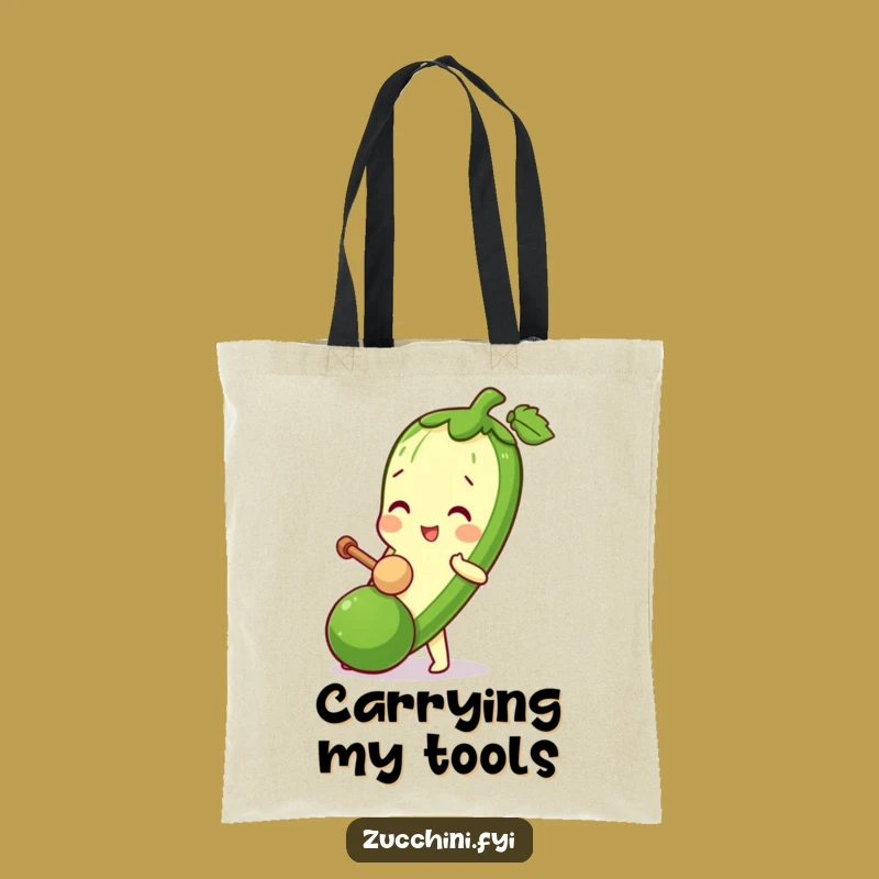 Funny Zucchini Mallet Tote Bag - Playful Veggie Art, Groovy Shopping Gift