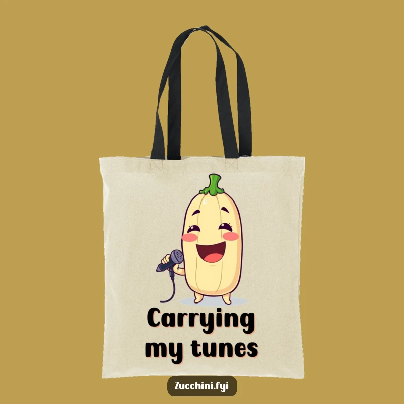 Funny Singing Zucchini Tote Bag: Rockstar Veggie Bag, Perfect Music Lover & Humorous Gift