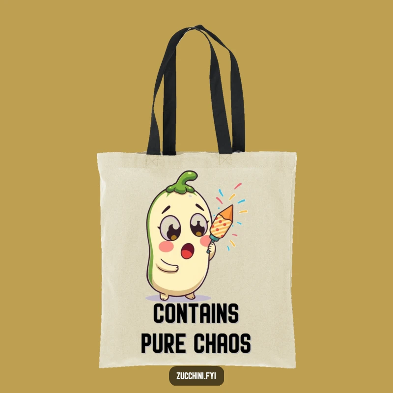 Funny Kawaii Zucchini Popper Tote Bag - Surprised Veggie Bag for Party Essentials and Laughs