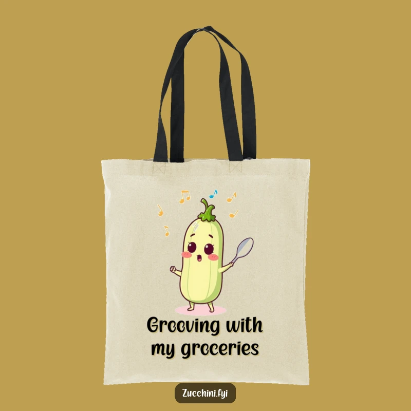 Funny Dancing Zucchini Tote Bag - Musical Veggie Carry-All
