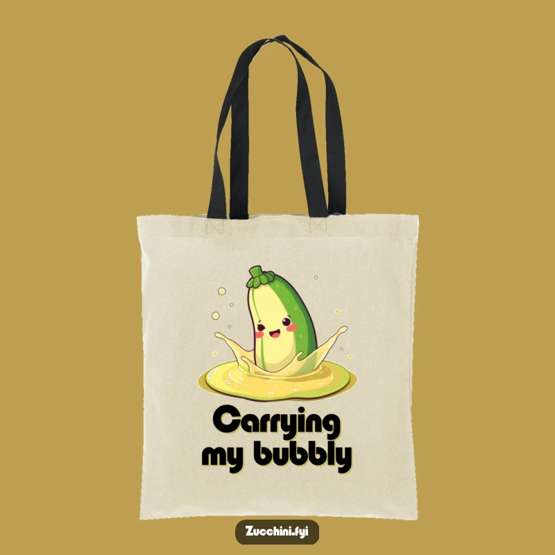 Funny Happy Zucchini Splashing Sparkle Juice Tote Bag - Carry Your Cheer