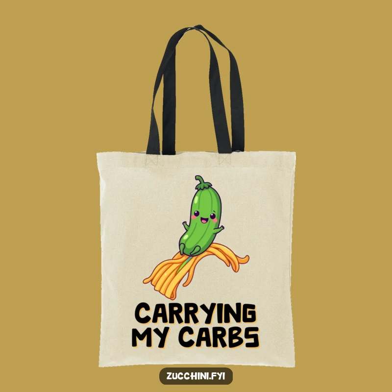 Funny Pasta Rainbow Zucchini Tote Bag - Whimsical Veggie Carry-All
