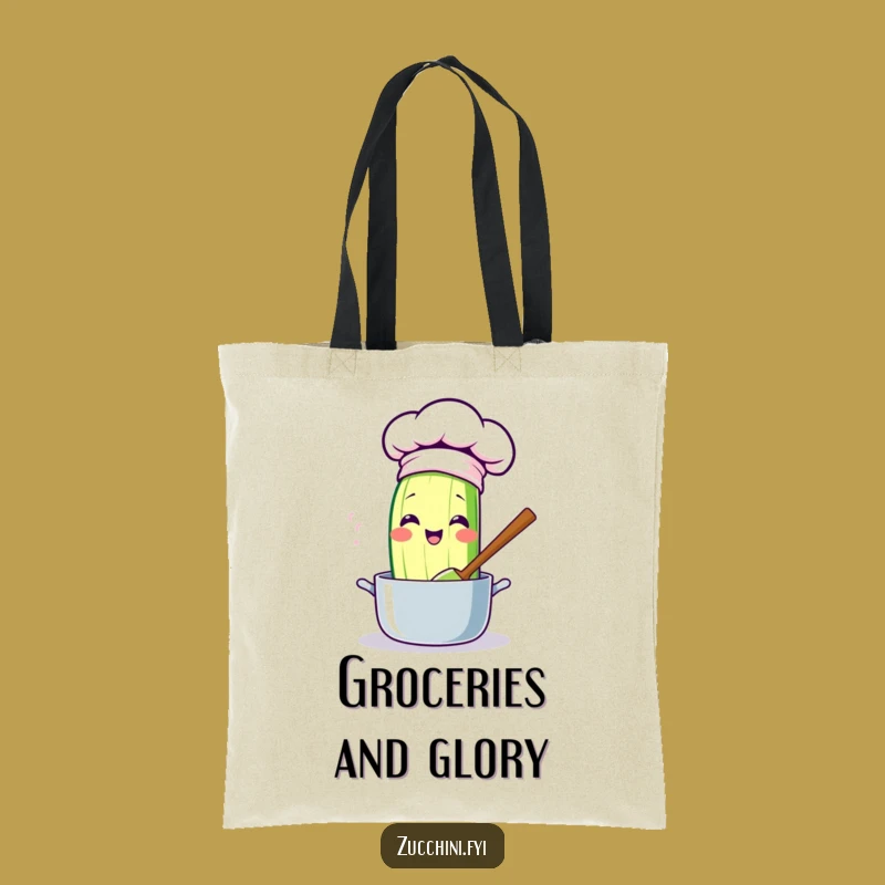 Funny Kawaii Chef Zucchini Tote Bag: Cute & Practical Kitchen Gift