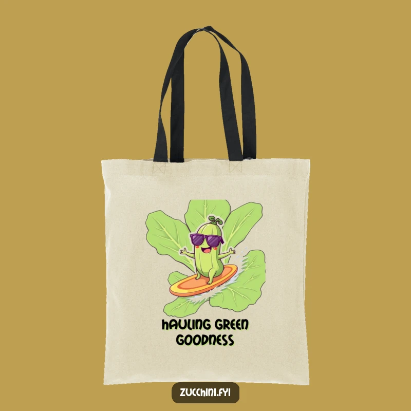 Funny Surfing Zucchini Tote Bag - Cool Veggie Beach Carry-All