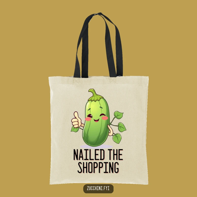 Funny Winking Zucchini Tote Bag: Thumbs Up Veggie Accessory, Perfect Funny Gift