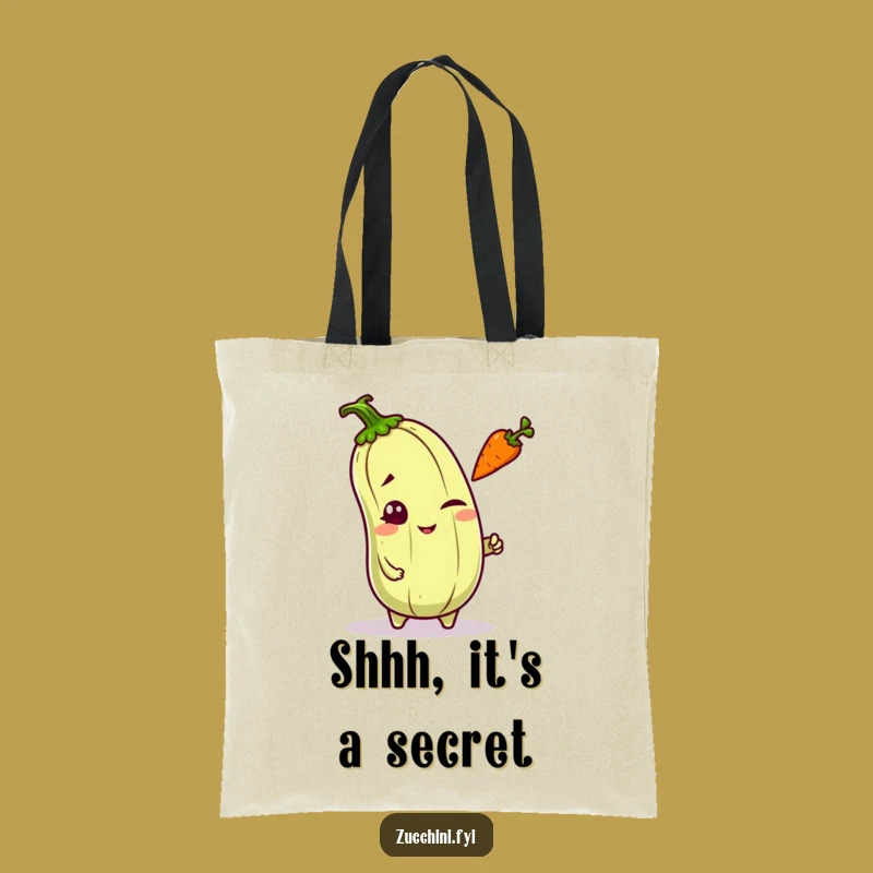 Funny Kawaii Zucchini Wink Tote Bag - Mischievous Veggie Bag for Shopping and Playful Errands